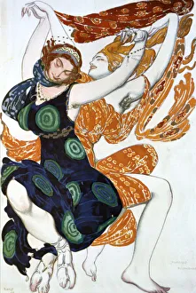 Two Bacchantes, costume design for a Ballets Russes production of Tcherepnins Narcisse, 1911. Artist: Leon Bakst Two Bacchantes, costume design for a Ballets Russes production of Tcherepnins Narcisse, 1911. Artist: Leon Bakst