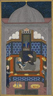 Bahram Gur and the Indian Princess in the Dark Palace on Saturday, Folio 23v..., ca. 1430 Bahram Gur and the Indian Princess in the Dark Palace on Saturday, Folio 23v..., ca. 1430