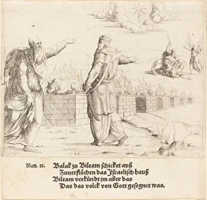 Balak's Sacrifice, and Balaam's Prophecy, 1548. Creator: Augustin Hirschvogel Balak's Sacrifice, and Balaam's Prophecy, 1548. Creator: Augustin Hirschvogel