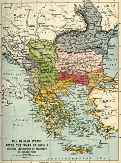 The Balkan States After the Wars of 1912-13, (c1920). Creator: John Bartholomew & Son The Balkan States After the Wars of 1912-13, (c1920). Creator: John Bartholomew & Son