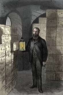 Bank Vault Gallery: Banknote store in the vaults of the Bank of England, c1870