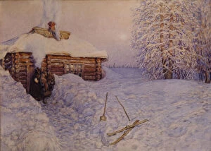 Russian Winter Gallery: Banya in Winter, 1919. Artist: Vasnetsov, Appolinari Mikhaylovich (1856-1933)