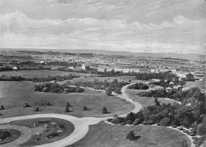 Barnsley Park and Town, c1896. Artist: Warner Gothard Barnsley Park and Town, c1896. Artist: Warner Gothard
