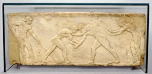 Images Dated 15th December 2006: Bas-relief frieze of wrestlers, c500 BC