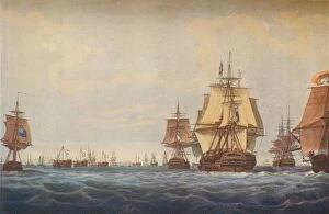 Battle Of Copenhagen Gallery: Battle of Copenhagen 1801. British Fleet Approaching, 1801. Artists: Robert Pollard, JG Wells
