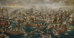 The Battle of Lepanto on 7 October 1571, 1640. Artist: Eertvelt, Andries van (1590-1652) The Battle of Lepanto on 7 October 1571, 1640. Artist: Eertvelt, Andries van (1590-1652)