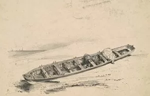 A Beached Longboat, 19th century. Creator: Unknown