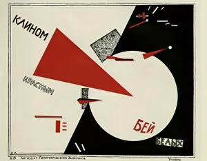 Power Collection: Beat the Whites with the red wedge (Poster), 1920. Artist: Lissitzky, El (1890-1941)