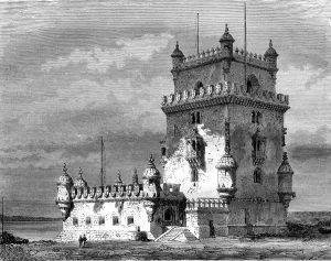 Belem Tower, Lisbon, Portugal, 19th century.Artist: Therond Belem Tower, Lisbon, Portugal, 19th century.Artist: Therond