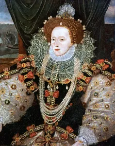 Prints of Elizabeth I, Queen of England and Ireland, c1588. Version of the Armada portrait attributed to George Gower. The last Tudor monarch, Elizabeth I (1533-1603) ruled from 1558 until 1603 Related Prints: Elizabeth I Print, c1588