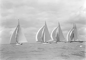 The Big Five J Class yachts racing downwind, 1934. Creator: Kirk & Sons of Cowes The Big Five J Class yachts racing downwind, 1934. Creator: Kirk & Sons of Cowes