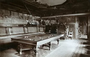 Images Dated 26th November 2009: The billiard room, Imperial Palace, Bialowieza Forest, Russia, late 19th century. Artist: Mechkovsky