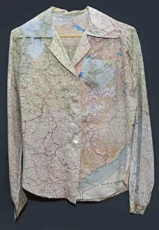 Flight Collection: Blouse made from a silk escape map, 1940s. Creator: Unknown