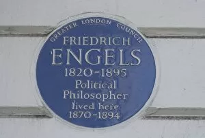 Blue Plaque Gallery: Blue plaque commemorating Fredrich Engels, Primrose Hill, London, NW1, England. Creator