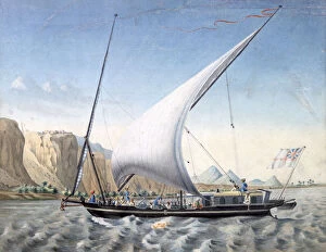 Images Dated 27th January 2007: A Boat on the Nile, Ibrim, Nubia, 1827-1829. Artist: Louis M. A. Linant de Bellefonds