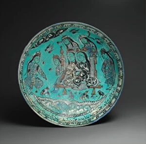 Inscribed Collection: Bowl with a Majlis Scene by a Pond, Iran, dated A. H. 582 / A. D. 1186. Creator: Abu Zayd