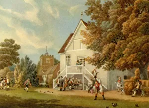 The Bowling Green, late 18th century, (1941). Creator: Michael Angelo Rooker The Bowling Green, late 18th century, (1941). Creator: Michael Angelo Rooker