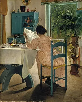 Newspaper Gallery: Breakfast with the Morning Newspaper, 1898. Artist: Laurits Andersen Ring