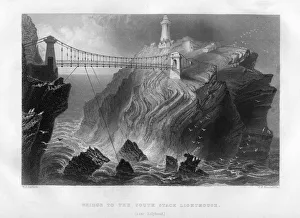 Bridge to the South Stack Lighthouse, near Holyhead, 1886.Artist: J J Hinchcliffe Bridge to the South Stack Lighthouse, near Holyhead, 1886.Artist: J J Hinchcliffe