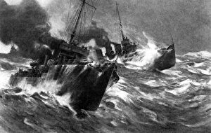 Images Dated 30th January 2008: British torpedo craft in North sea storms, First World War, 1914