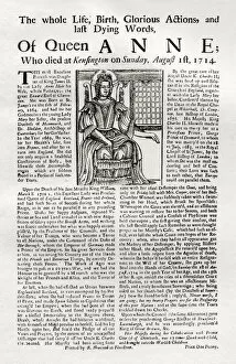Images Dated 20th January 2009: Broadside published on the death of Queen Anne, 1714 (1906)