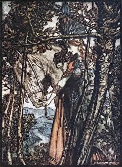 Brunnhilde Leads Her Horse by the Bridle, 1910 Print