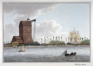 Brunswick Dock, Blackwall, London, 1801. Artist: Charles Tomkins Brunswick Dock, Blackwall, London, 1801. Artist: Charles Tomkins