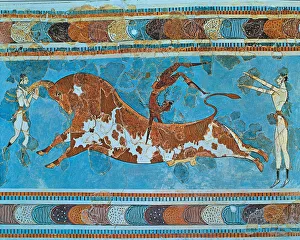 Bullfighting, fresco in the palace of Knossos Bullfighting, fresco in the palace of Knossos