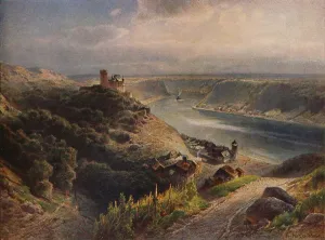 Burg Katz mit Blick auf die Loreley, (Katz Castle overlooking Lorelei), 1923. Creator Burg Katz mit Blick auf die Loreley, (Katz Castle overlooking Lorelei), 1923. Creator