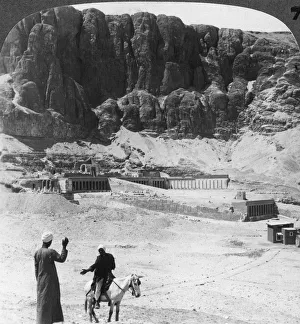 Buried for ages - colonnaded terraces of the temple at Der-el-Bahri, Thebes, Egypt, 1905.Artist: Underwood & Underwood Buried for ages - colonnaded terraces of the temple at Der-el-Bahri, Thebes, Egypt, 1905.Artist: Underwood & Underwood