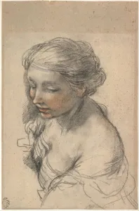 Bust of a Young Woman Turned to the Left, 1637. Artist: Cortona, Pietro da (1596-1669) Bust of a Young Woman Turned to the Left, 1637. Artist: Cortona, Pietro da (1596-1669)