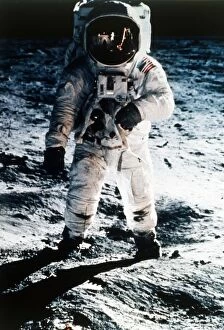 Buzz Aldrin on the Moon, Apollo II mission, July 1969. Creator: Neil Armstrong