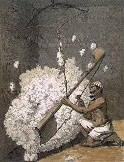 Carding cotton, 1782. Creator: Pierre Sonnerat (1745-1814)