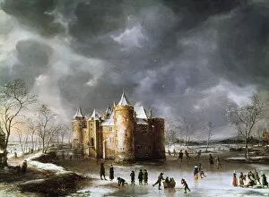 Images Dated 22nd August 2005: The Castle of Muiden in Winter, 1658. Artist: Abrahamsz Beerstraten