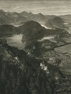 Castles of Neuschwanstein and Hohenschwangau. The Lech Valley near Fussen, 1931. Artist: Kurt Hielscher Castles of Neuschwanstein and Hohenschwangau. The Lech Valley near Fussen, 1931. Artist: Kurt Hielscher