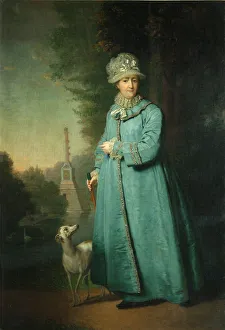 Catherine II strolling in the park at Tsarskoye Selo with the Chesme Column in Catherine II strolling in the park at Tsarskoye Selo with the Chesme Column in