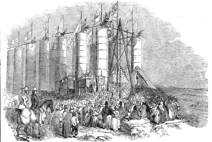 Prints of Ceremony of laying the Foundation Stone of the Durham Monument, on Penshaw Hill, 1844 Sunderland Prints: Ceremony of laying the Foundation Stone of the Durham Monument, 1844 Print