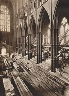 Changing the Interior of Westminster Abbey, 1937 Print