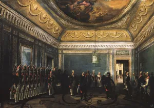 Changing of the Preobrazhensky Regiment Guards in the Gatchina Palace at the time of Paul I, 1845 Changing of the Preobrazhensky Regiment Guards in the Gatchina Palace at the time of Paul I, 1845
