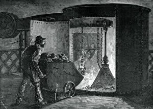 Foundry Collection: Charging a modern blast furnace, Govan Iron Works, Glasgow, c1880. Artist: WD Scott-Moncrieff