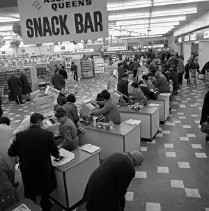 The check-out area of the ASDA supermarket in Rotherham, South Yorkshire, 1969. Artist The check-out area of the ASDA supermarket in Rotherham, South Yorkshire, 1969. Artist
