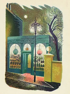 High Street Gallery: Chemist Shop at Night, 1938, (1946). Artist: Eric Ravilious