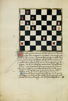 Gold Leaf Illuminated Manuscript Prints: Chess Problem; Book of Chess Problems, late 14th century. Creator: Unknown