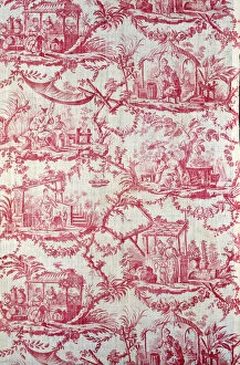 Copper Plate Printing Gallery: Chinoiseries (Furnishing Fabric), France, c. 1780. Creator: Christophe-Philippe Oberkampf