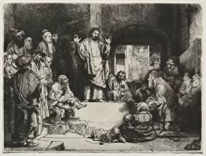 Drypoint Gallery: Christ Preaching (La Petite Tombe), c. 1657. Creator: Rembrandt van Rijn (Dutch, 1606-1669)