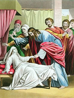 Synagogue Gallery: Christ raising the daughter of Jairus, Governor of the Synagogue, from the dead, c1860