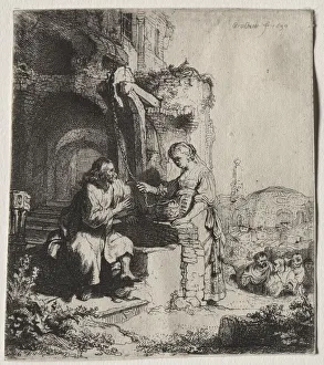 Christ and the Woman of Samaria Among Ruins, 1634. Creator: Rembrandt van Rijn (Dutch Christ and the Woman of Samaria Among Ruins, 1634. Creator: Rembrandt van Rijn (Dutch