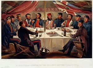 Officers Mess Gallery: A Christmas Dinner on the Heights before Sevastopol, 1855. Artist: William Simpson