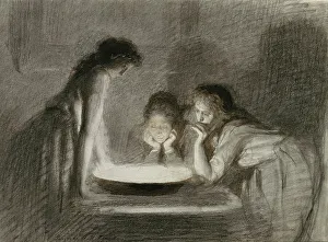 Christmas Eve fortune telling, 1870s. Artist: Kramskoi, Ivan Nikolayevich (1837-1887) Christmas Eve fortune telling, 1870s. Artist: Kramskoi, Ivan Nikolayevich (1837-1887)