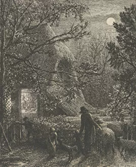Darkness Gallery: Christmas, or Folding the Last Sheep, 1850. Creator: Samuel Palmer